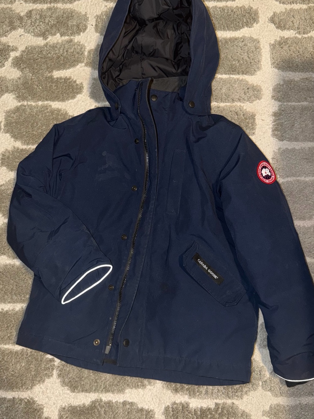Kids Canada Goose Navy Hooded Parka Jacket